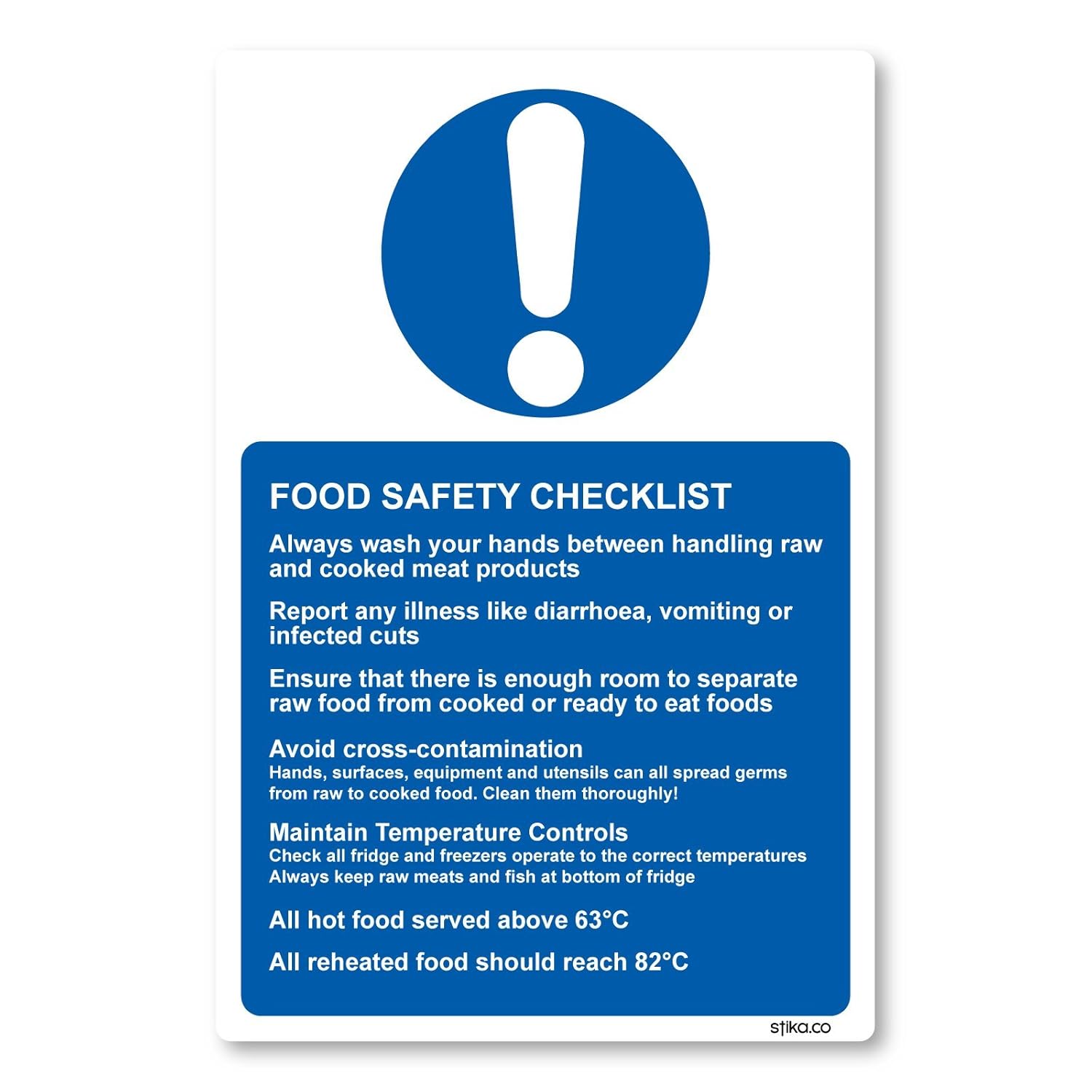 Food Safety Checklist Adhesive Vinyl Sticker for Kitchen 13x20cm Health