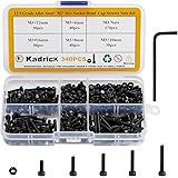 340 Pcs M3 Small Metric Screw Assortment, Suitable for 3D Printer DIY, 12.9 Grade Alloy Steel Hex Socket Head Cap Bolts Nuts 