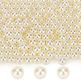 Suream Makeup Brush Beads with Luster, 8mm/0.31inch Round No Hole Faux Pearls for Table Scatter, Vase Filler, Wedding, Candle Centerpiece, DIY Craft, Christmas, Home Decor (1300PCS Ivory)