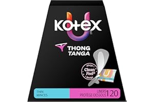 Kotex Daily Thong Liners, Wrapped, Light Absorbency, Regular Length 120 Count (Packaging May Vary)