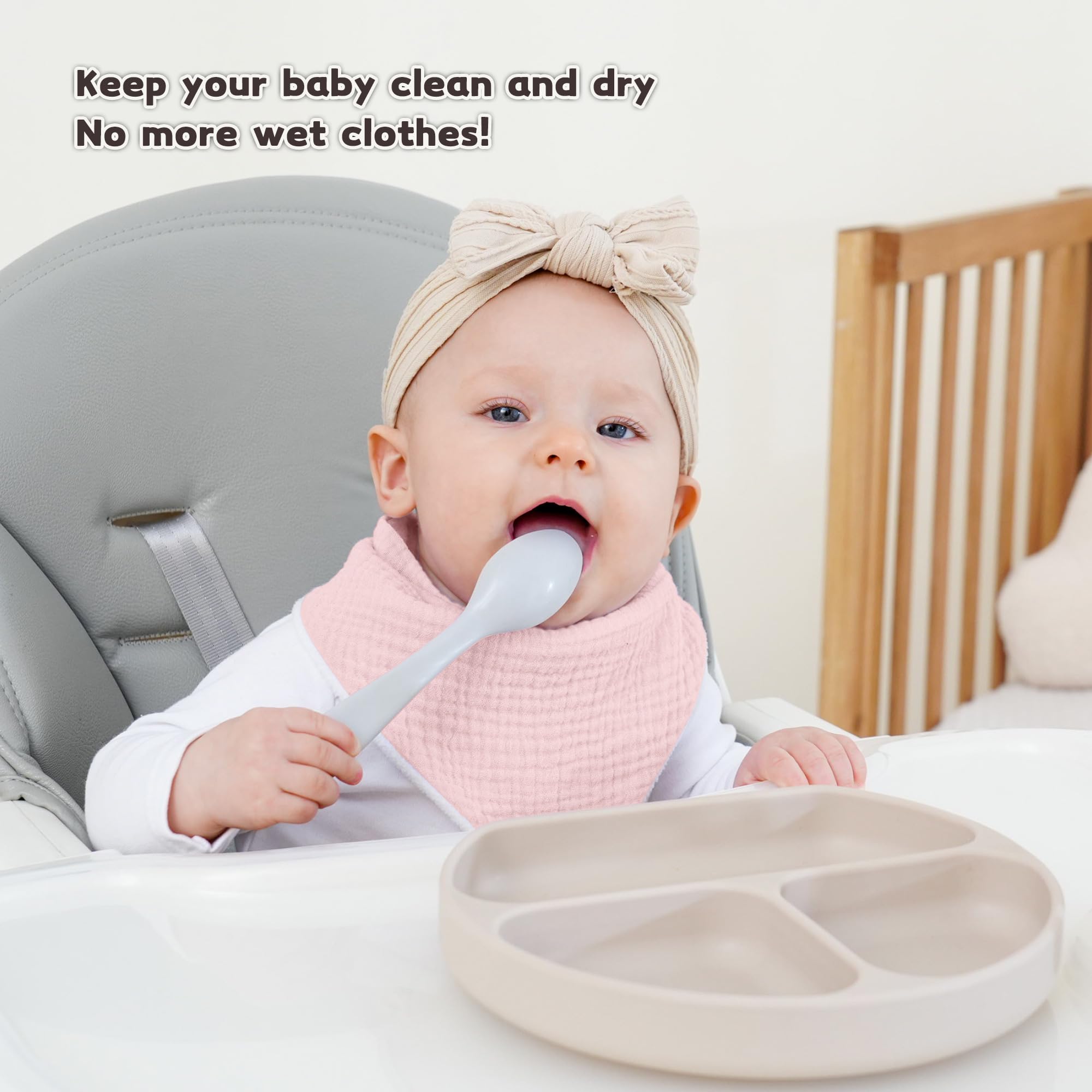 Susurration Muslin Baby Drool Bibs 6Pack Soft Triangular Adjustable Baby Bandana Bibs for Unisex Baby Girls & Boys