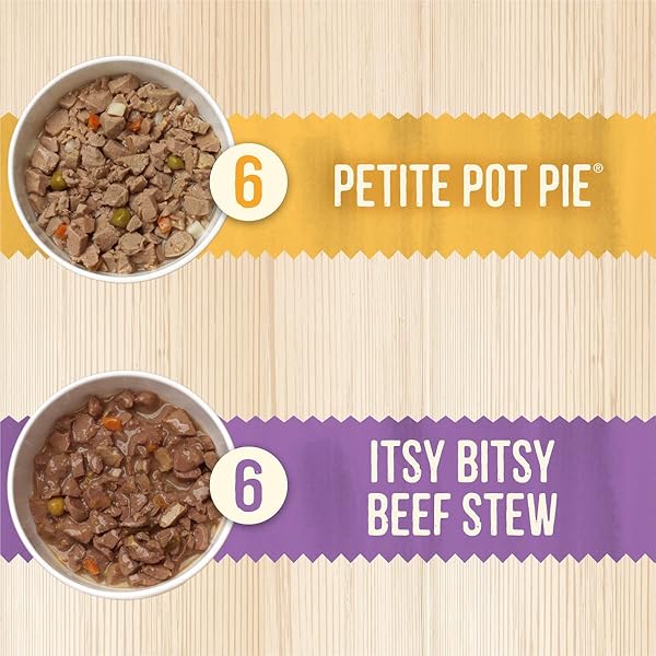MERRICK LIL’ PLATES GRAIN FREE DINNER DUOS SOFT NATURAL WET SMALL DOG FOOD VARIETY PACK, BEEF AND CHICKEN – (PACK OF 12) 3.5 LB. TUBS