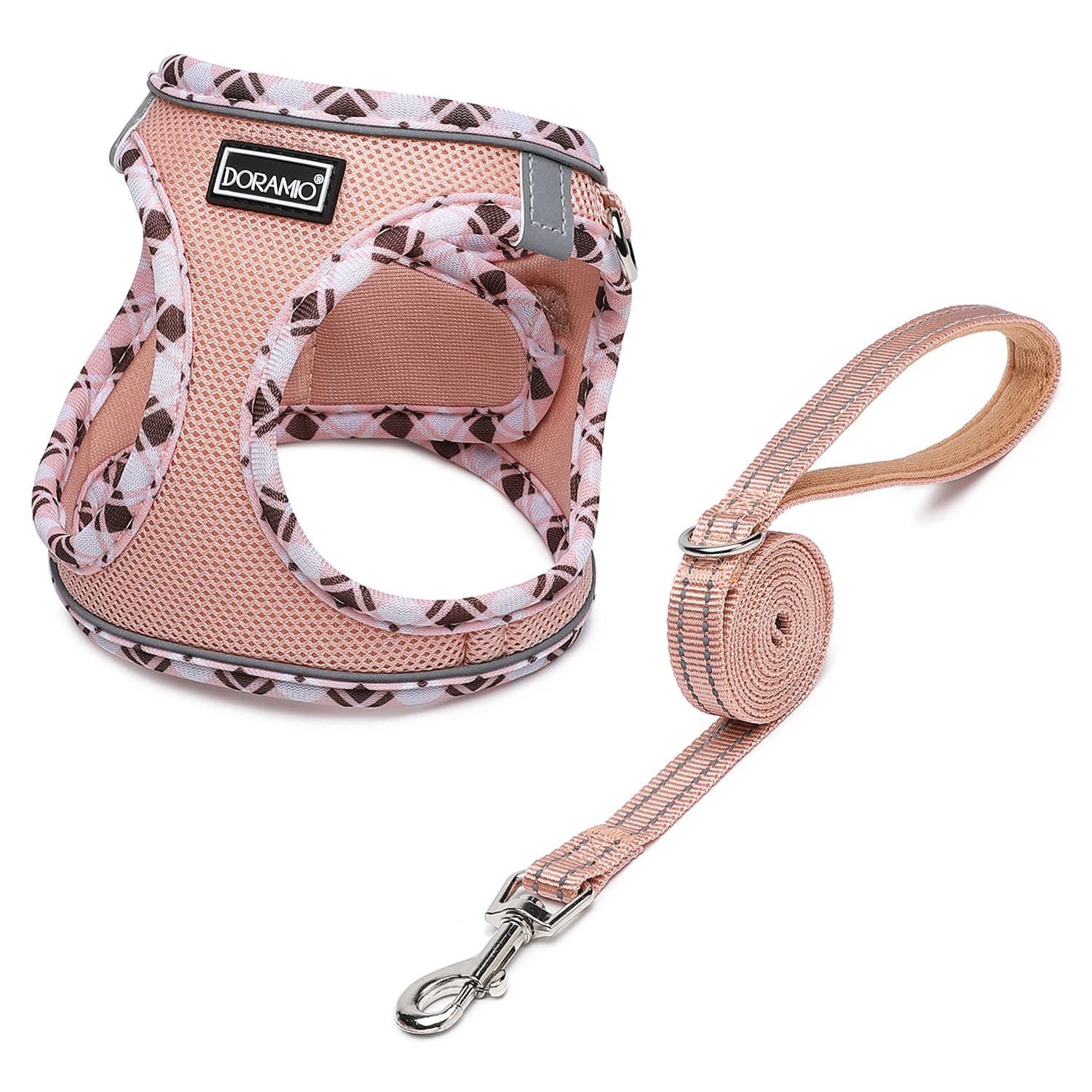DORAMIO Step-in Dog Harness and Leash Set, Soft Mesh No-Chock Reflective Breathable Easy Walk Lightweight Vest Harnesses with Safety Buckle for Small Dogs, Cats, Puppies (Champagne, XS) — image 1
