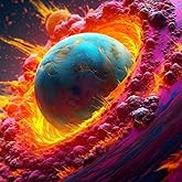 Kaliosy 5D Diamond Art Kits for Adults Colorful Star Ball by Number Kits, Diamond Painting Art Planet DIY Full Drill Crystal Craft Cross Stitch Embroidery Decoration (14x14 inch) 35x35 cm