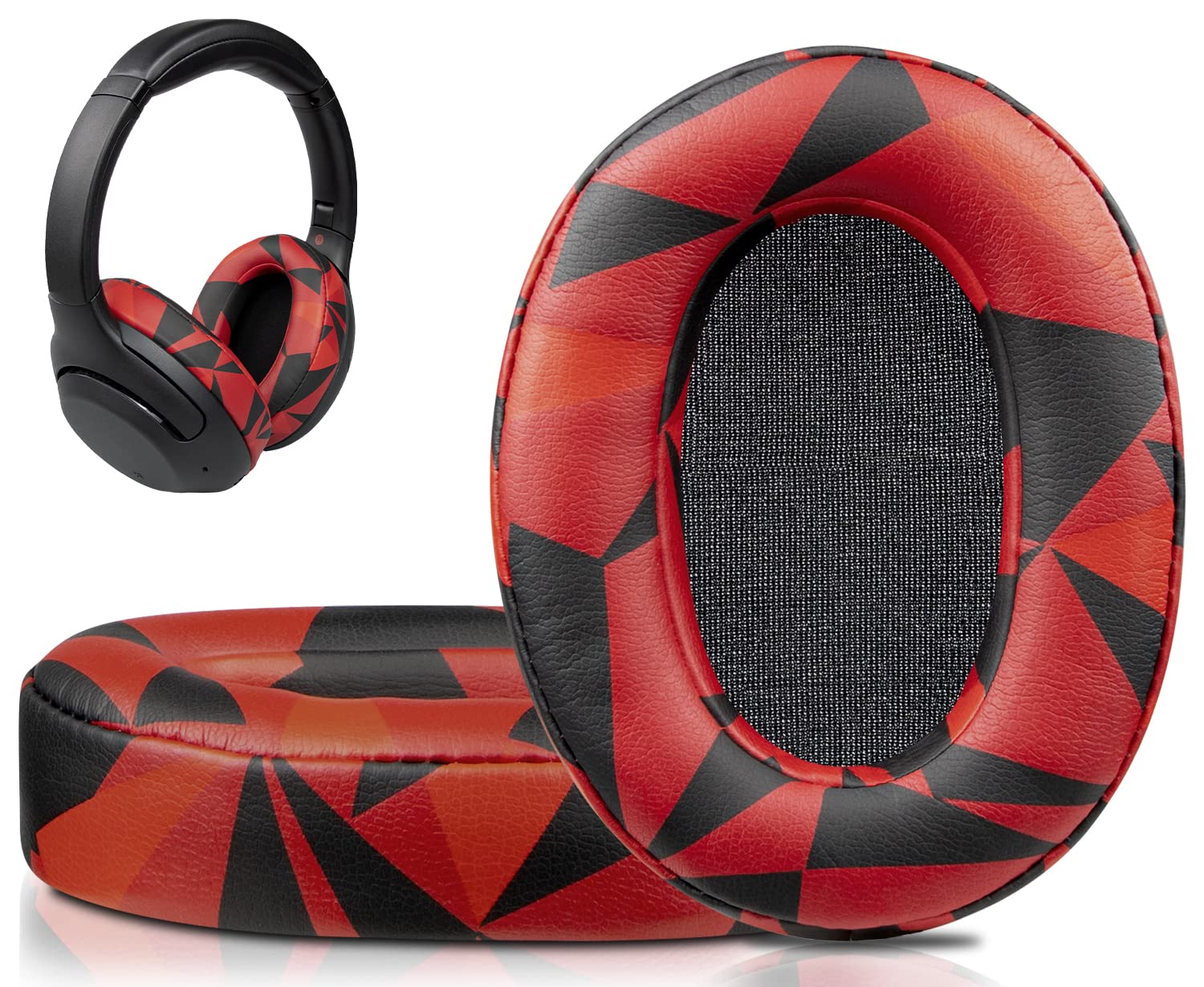 SOULWIT Earpads for Sony WH-XB900N/WH-CH710N/WH-CH720N/WH-RF400/MDR-RF895RK Headphones, Ear Pads Cushions with Soft Protein Leather, High Density Foam - Red Storm — image 1