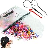 Hanyousheng 1000 Pcs Elastic Hair Bands with Removal Hook & 2 Tools