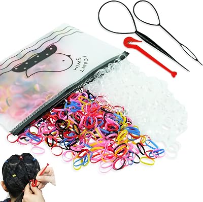 Hanyousheng 1000 Pcs Elastic Hair Bands with Removal Hook & 2 Tools
