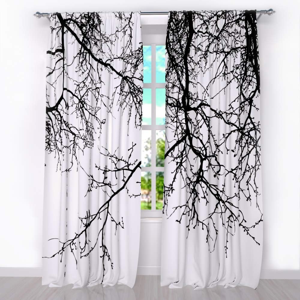 Amazon Com Factory4me Black And White Tree Curtains Black