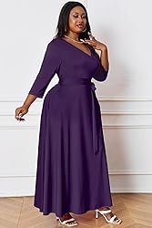 Plus Size Maxi Dress Sexy 3/4 Sleeve V Neck Plus