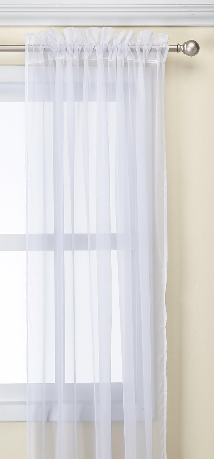 Lisa Sheer Voile Window Curtain Panel, 55" X 84", White (1 Panel