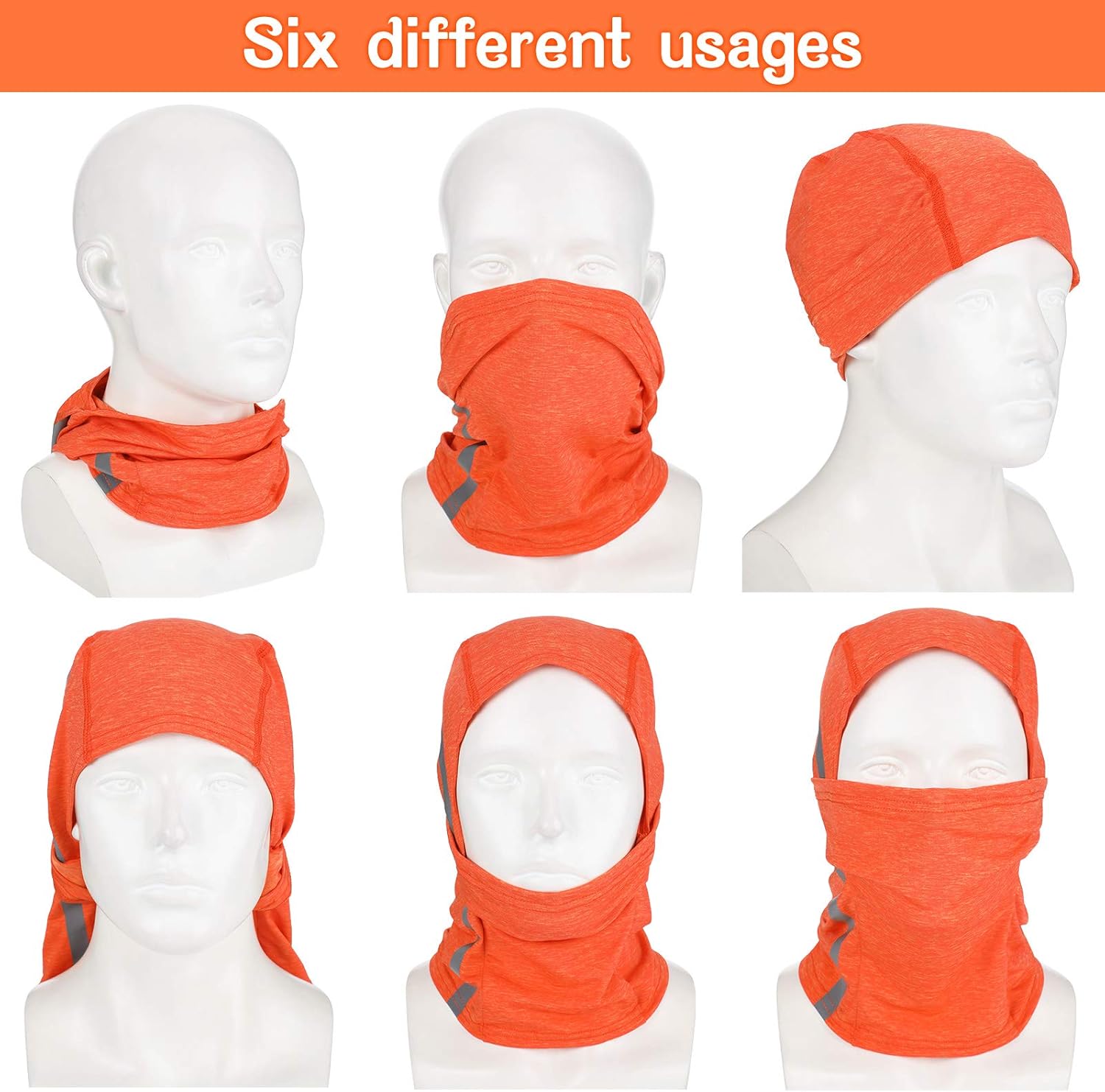 2 Pieces Reflective Full Face Cover Sun Protection Balaclava Safety Neck Gaiter (Fluorescent Orange) at  Men’s Clothing store