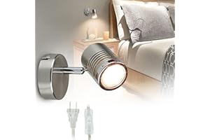 DINGLILIGHTING DLLT Mini Directional Wall Spot Light, Adjustable Flush Mount Ceiling Plug Track Lighting for Bedside, Hallway, Headboard Picture, Kitchen, Bedroom, Office, Warm White