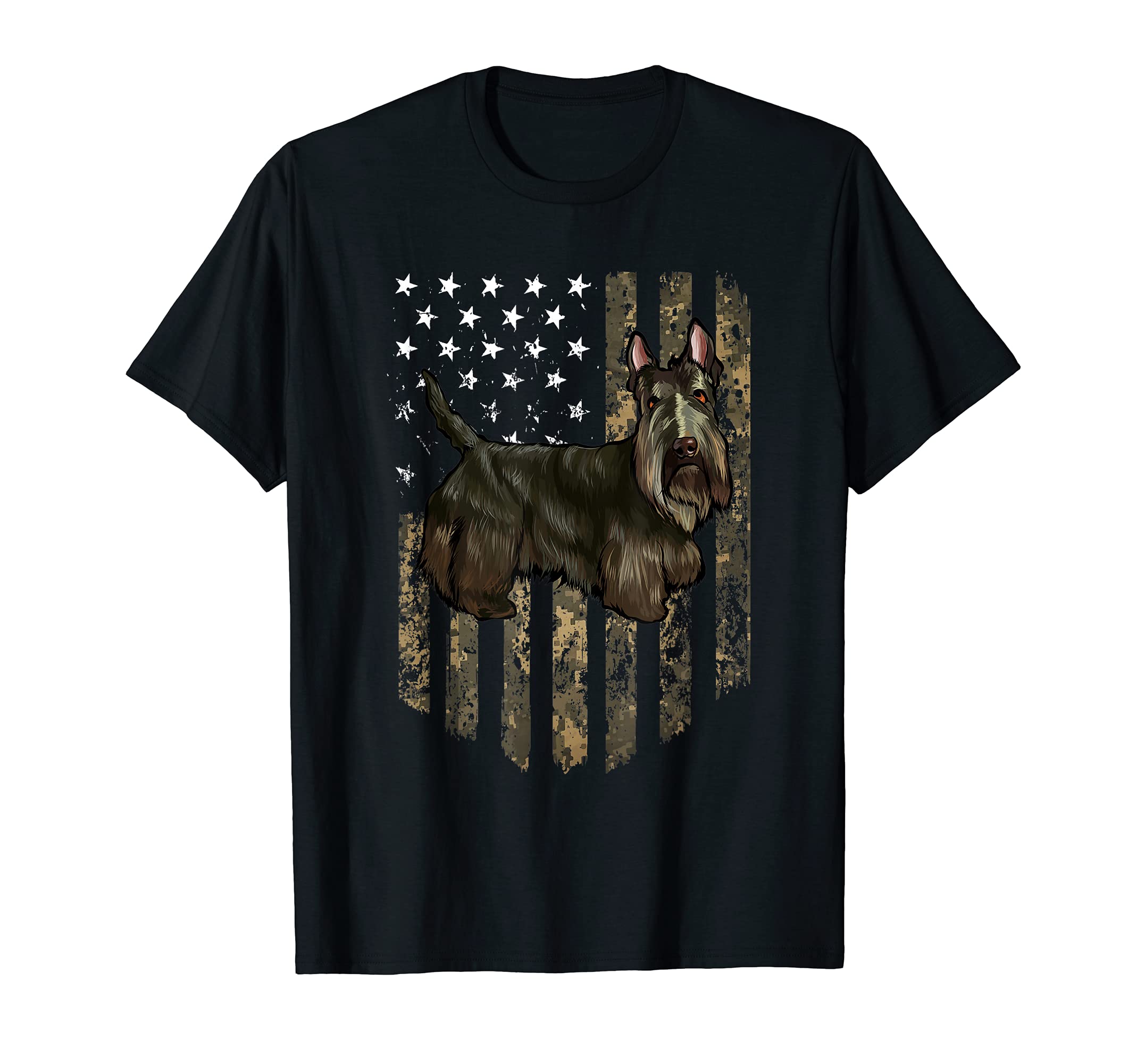 Camo American Flag Scottish Terrier 4th Of July USA T-Shirt