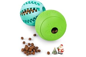 HIPPIH Dog Puzzle Toy 2 Pack, Interactive Dog Toys for Treat Dispensing, Durable Puppy Toys for Teething, Dog Treat Ball for Teeth/Slow Feeder/IQ Training/Playing, Blue-2.75‘’, Green-3.14‘’