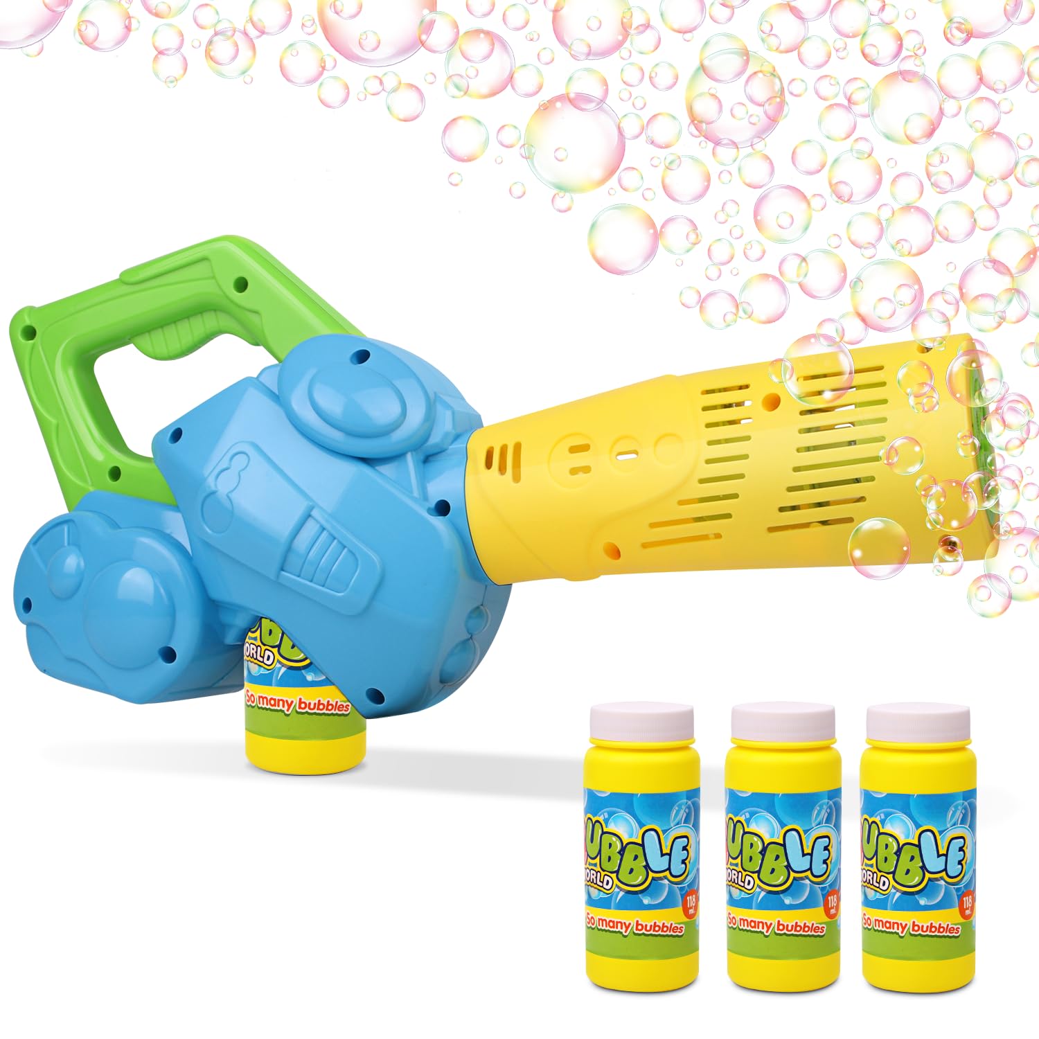 Duckura Bubble Leaf Blower, Outdoor Bubble Machine for Toddlers 1-3, Kids Bubble Gun Blower with 3 Bubble Solution, Summer Outside Yard Toy, Easter Party Favor Birthday Gift for Age 2 3 4 Boy