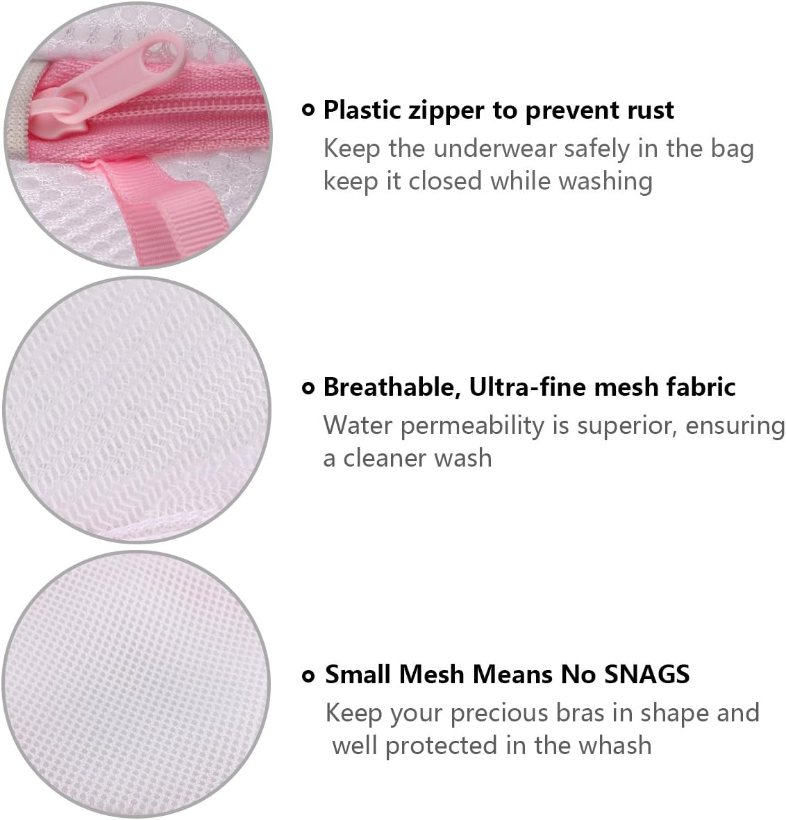 flintronic 3 x Cylindrical Laundry Bag with Zip for Machine Washing Reusable Laundry Nets for Blouse Bottoms, Underwear, Bra, Lingerie - Image 4