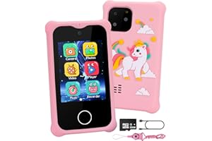 LETSHAHA Kids Smart Phone, Gifts and Toy for Boys Girls Ages 3-8 Years Old, Toddler Touchscreen Phone Dual-Camera Music Player, Learning Toy for Christmas Birthday Gifts with 32G SD Card-Blue