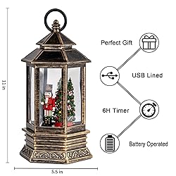 Musical Christmas Snow Globe Lantern Lighted