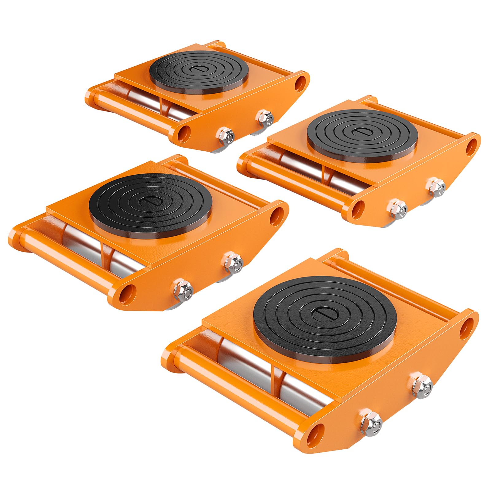 Photo 1 of 4PCS Machinery Skates, 26455LBS/12T Machinery Dolly, 4 Carbon Steel Wheels Heavy Duty Machine Moving Skates with 360° Rotation Disc for Moving Equipment, Orange