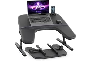 SAIJI Laptop Lap Desk for Bed and Couch,Adjustable Height & Angle Bed Desk with Soft Armrest for Adults,Folding Laptop Tray T