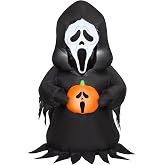 Gemmy Ghostface Halloween Inflatable, 3.5 Ft Tall Lighted Yard Decoration with Jack O Lantern, Outdoor Decor with Stakes and Tethers