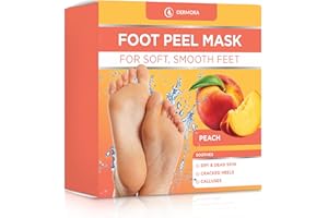 DERMORA Foot Peel Mask - 2 Pack of Large Size Skin Exfoliating Foot Masks for Dry, Cracked Feet, Callus, Dead Skin Remover - Feet Peeling Mask for baby soft feet, Peach Scent