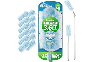 oshang Duster Heavy Duty 3.6 ft Extended Handle Dusting Kit - Multi-Surface Cleaning | Home, Office, Furniture, Ceiling Fan | Powerful Dust Removal | Feather Dusters (1 Duster + 12 Refills)