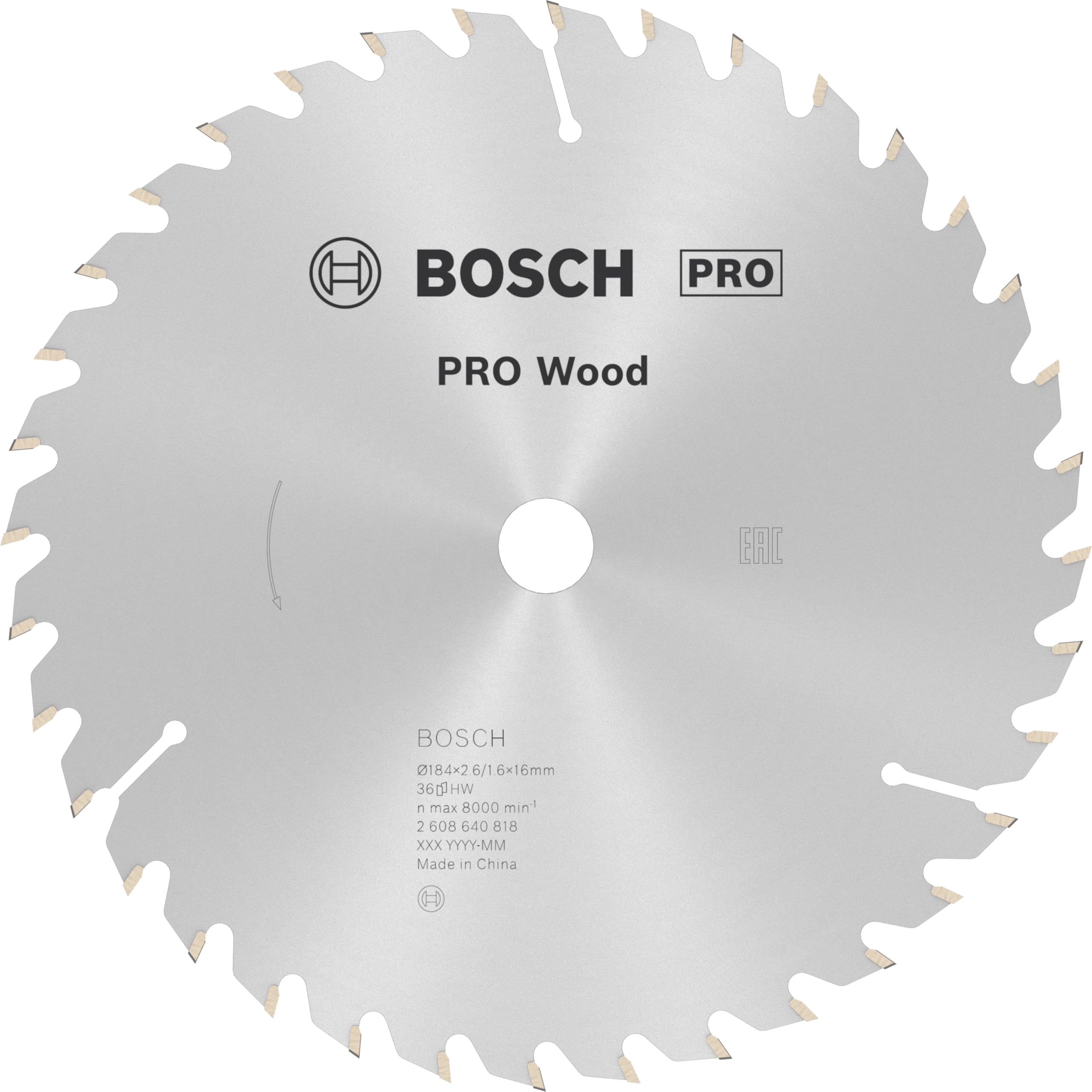 Bosch 1x PRO Wood Circular Saw Blade for Corded Hand-Held Circular Saws (for Softwood, Hardwood, Ø mm, Professional Accessory Hand-Held Circular Saw)