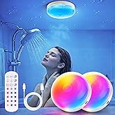 Rechargeable Shower Light for Inside Shower, 15 Color Changing Waterproof Shower Light with Remote Dimmable Timer, Wireless LED Mood Lighting for Shower Bathroom Closet Bedroom,Livingroom,2 Pack