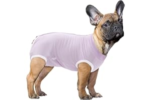 SAWMONG Dog Recovery Suit, Recovery Suit for Dogs After Surgery, Dog Spay Surgical Suit for Female Dogs, Dog Onesie Body Suit for Surgery Male Substitute Dog E-Collar Cone, Purple, Small