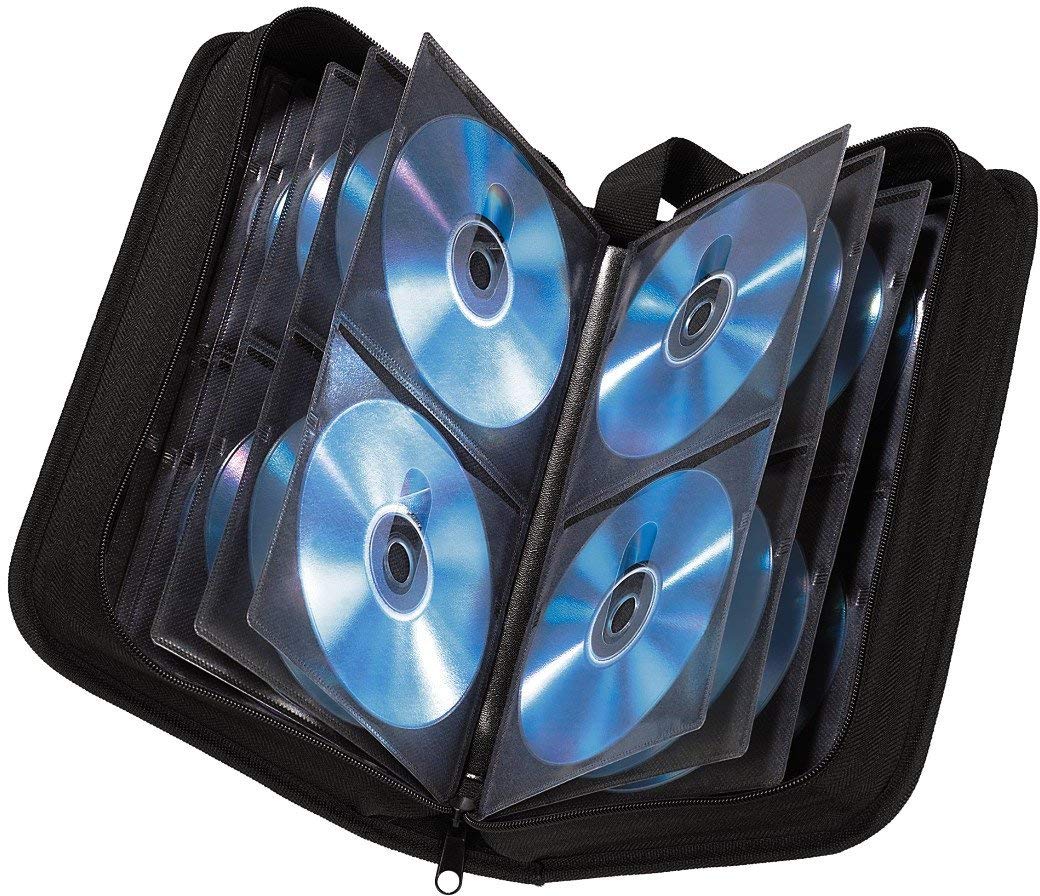 Hama CD Wallet for 80 Discs | CD/DVD/Blu-Ray | Folder for Storage, Space-Saving for the Office, Car and at Home | Black