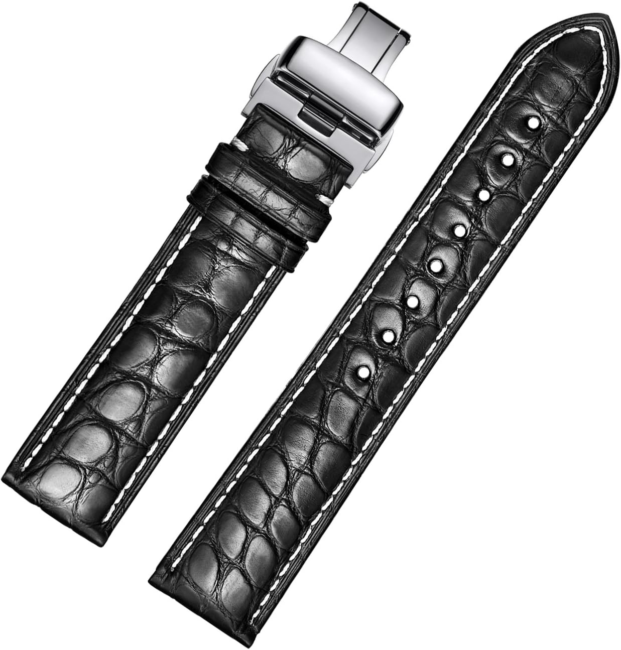 EHHE ZPF Alligator Leathe Watch Strap Deployment Buckle for Men Watch's Band and Women's Watch Band 18mm-24mm