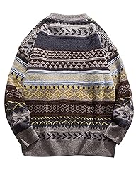 Flygo Men's Vintage Grandpa Sweater Crewneck