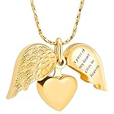 Imrsanl Heart Cremation Urn Necklace Pendant for Human Ashes - A Piece of My Heart Lives in Heaven Memorial Keepsakes Cremation Jewelry