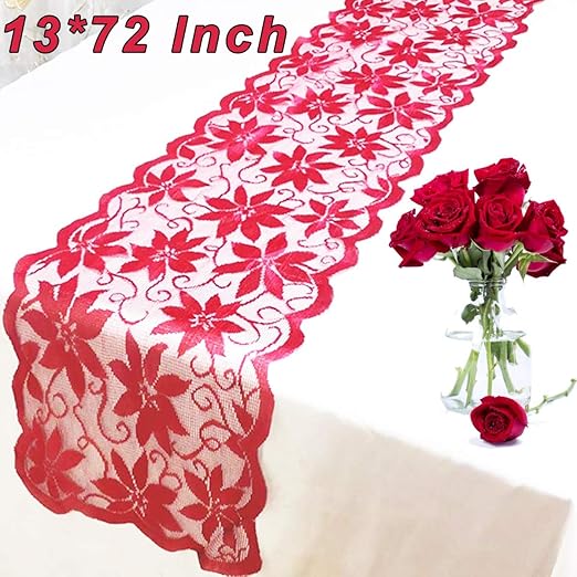 Amazon Com Valentine S Day Table Runner Decorations Red Lace