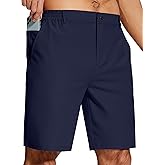 UPGET Mens Casual Dress Shorts 9 Inch Elastic Waist Quick Dry Lightweight Khaki for Travel Golf Work with 3 Pockets Navy M