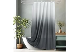 AooHome Fabric Shower Curtain, Cloth Ombre Grey Shower Curtain Sets, Washable Fabric Gray and White Shower Curtain, Rustic Farmhouse Bathroom Shower Curtain, 72x78 Inches