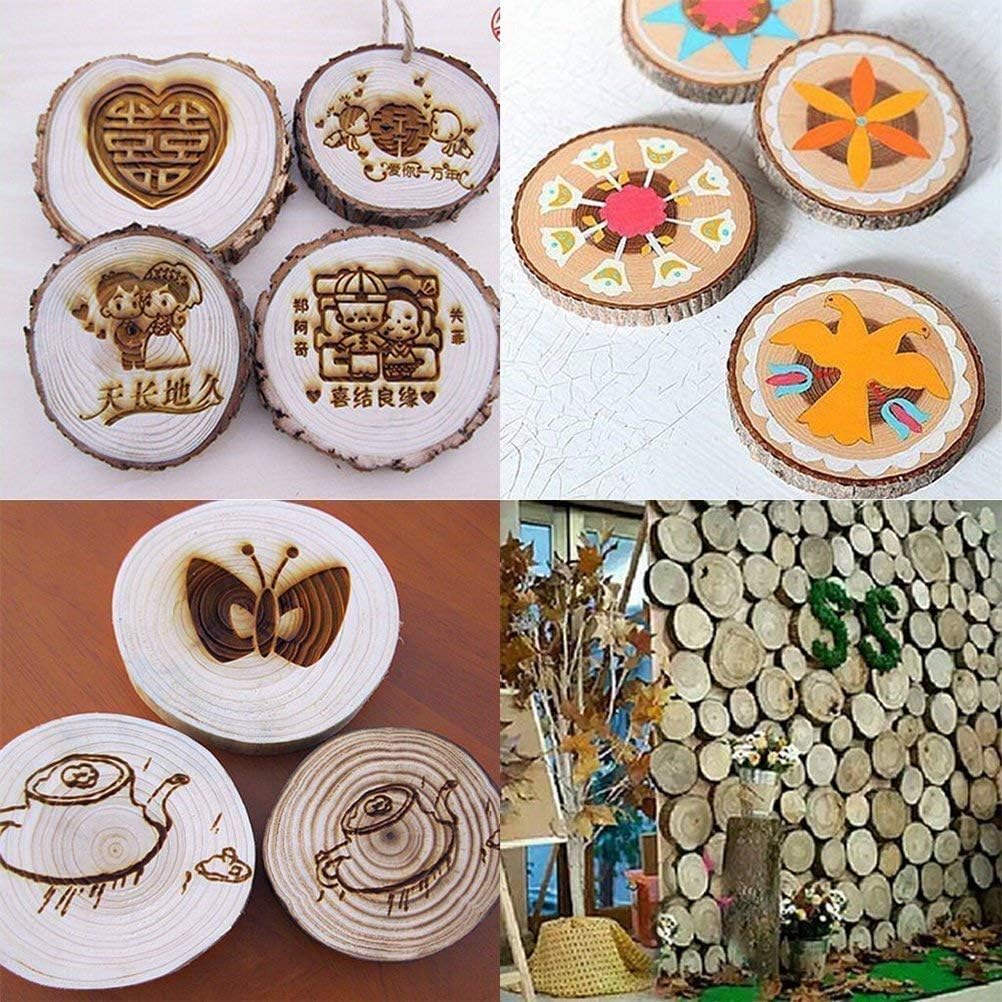 Unfinished Natural Wood Slices 20PCs 9-10cm Craft Wood kit Circles Crafts Christmas Ornaments Rustic Wedding Decoration DIY Crafts with Bark for Crafts - Image 5