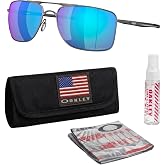 Oakley GAUGE 8 OO4124 Rectangle Shape Sunglasses With Official Eyewear Kit | Men's &bull; C-5 Alloy Frame &bull; Mono Shock Hinges &bull; Adjustable Nosepads &bull; Three-Point Fit &bull; 100% UVA/UVB/UVC &bull; Polarized Available