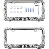 UpAuto 2PCS Car License Plate Frame American Standard License Plate Holder, Car License Plate Covers with Screws & Tools (Dragon, 12.65 * 6.5 * 3.85)