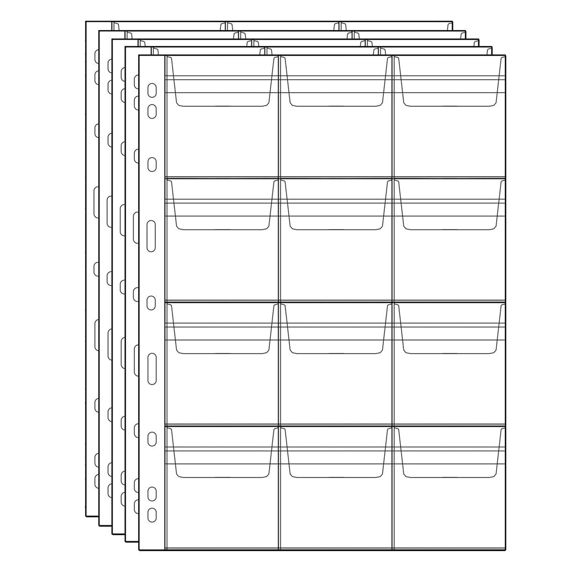 Uncle Paul Coin Collecting Sleeves 12 Pockets - 5 Sheets Standard 9-Hole Coin Storage Insert Pages CS03512