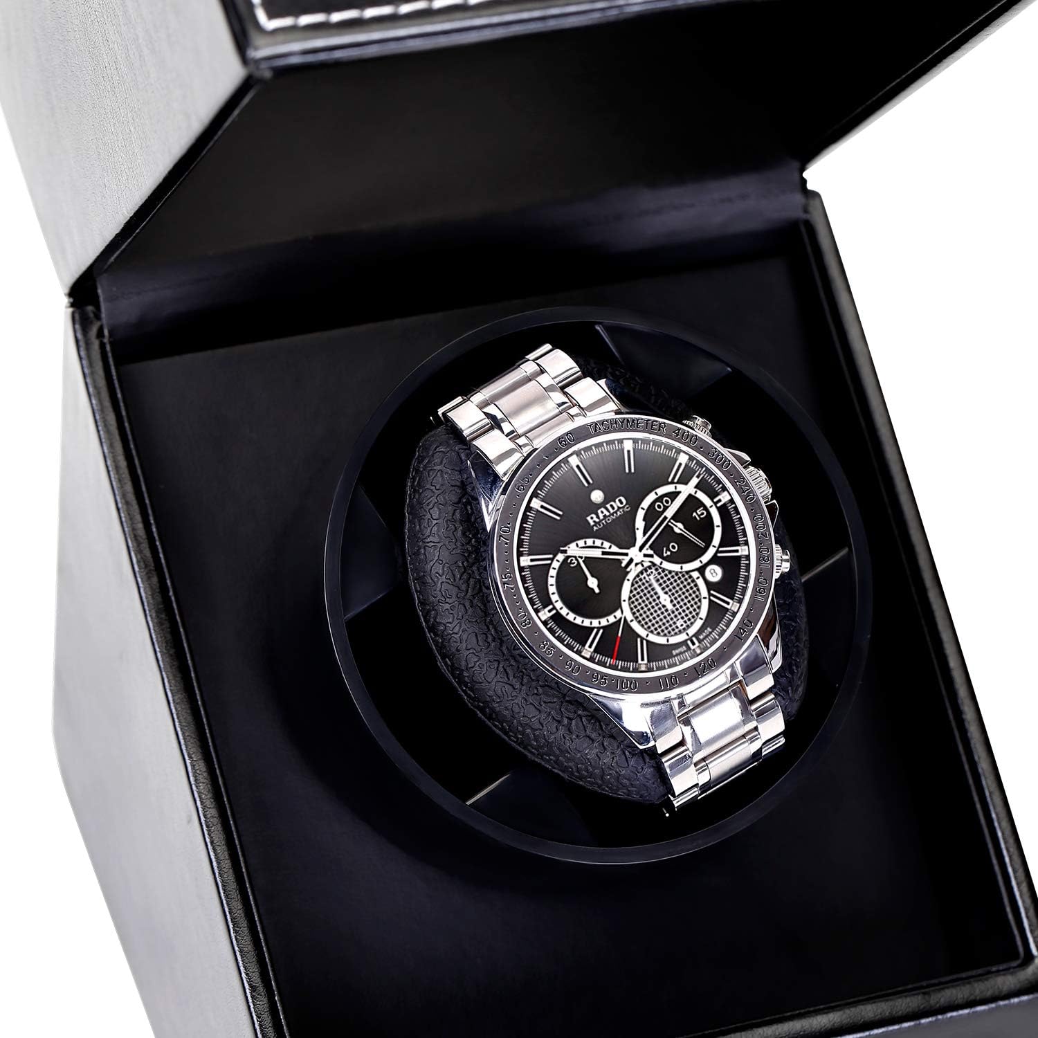 Automatic Single Watch Winder with Durable Watch Leather Pillow Stable PU+Wood Watch Turner Box Mabuchi Motor Watch Spinner Case Fit Lady and Man Watches Include USB+DC Cable: Watches