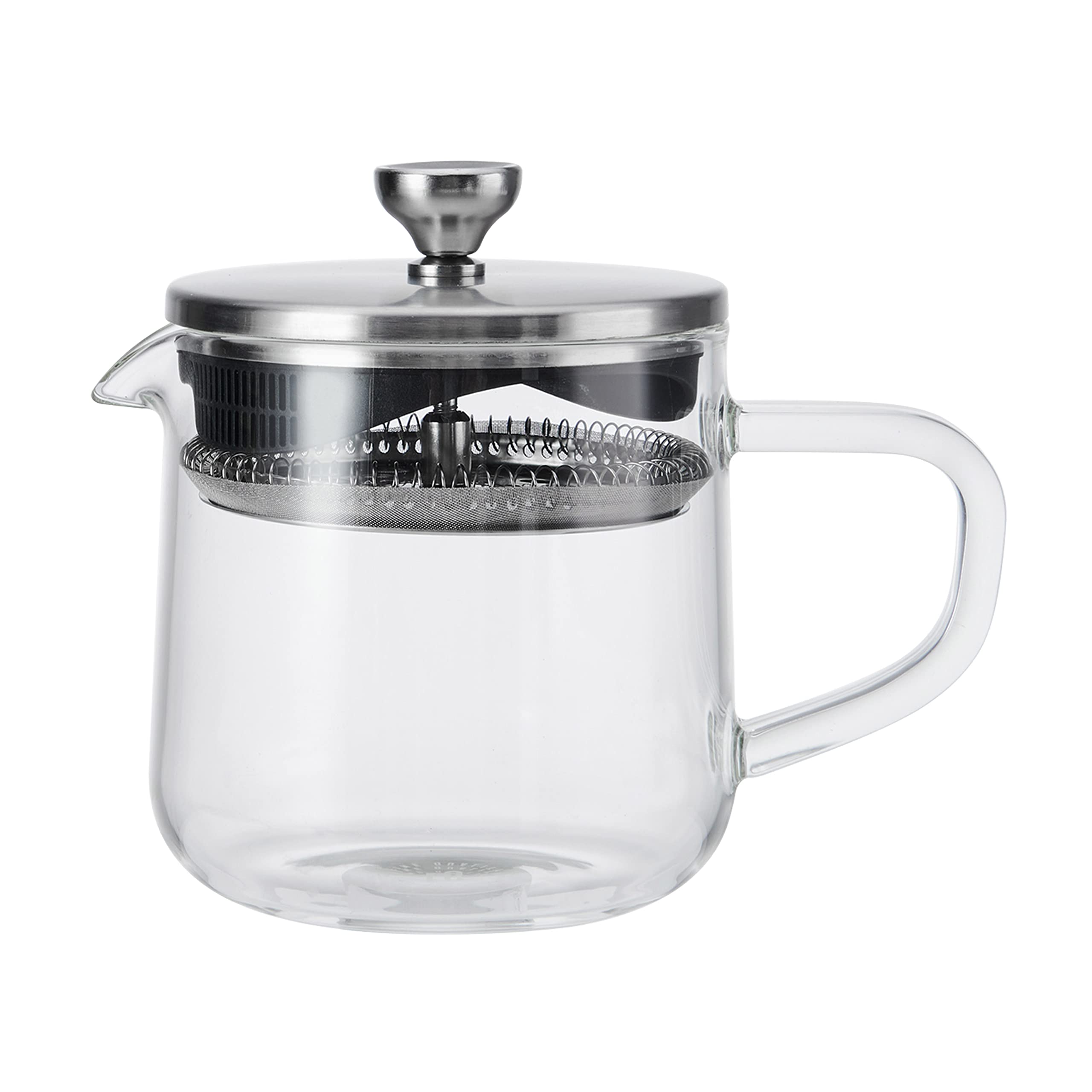 La Cafetière Loose Leaf 2-Cup/55ml Teapot with Lid, Heat-Resistant Glass Tea Infuser with Built-in Stainless Steel Filter for Tea Leaves and Ground Coffee Infusions