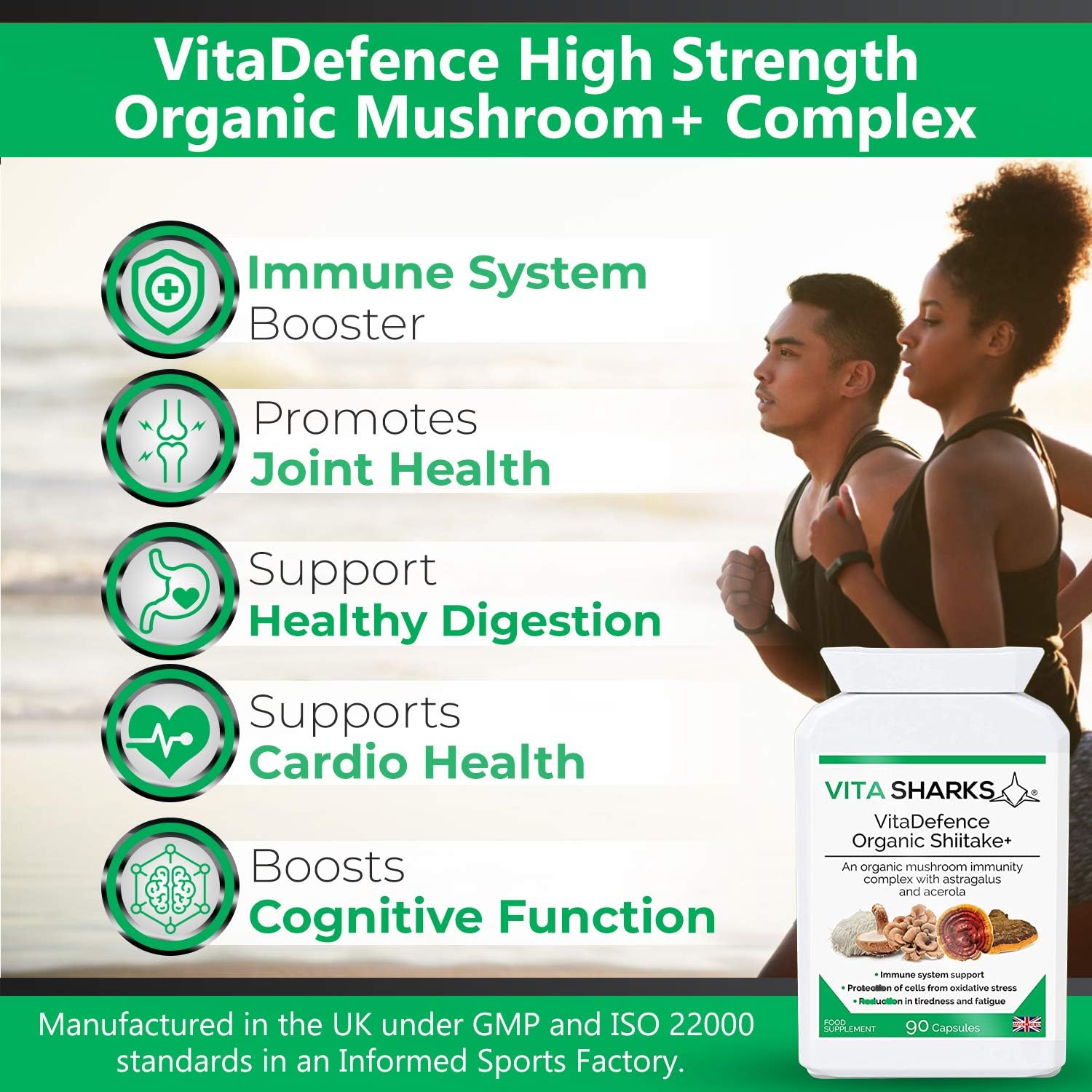 VitaDefence High Strength Vegan Mushroom+ Complex, 90 count (Pack of 1) - Image 3