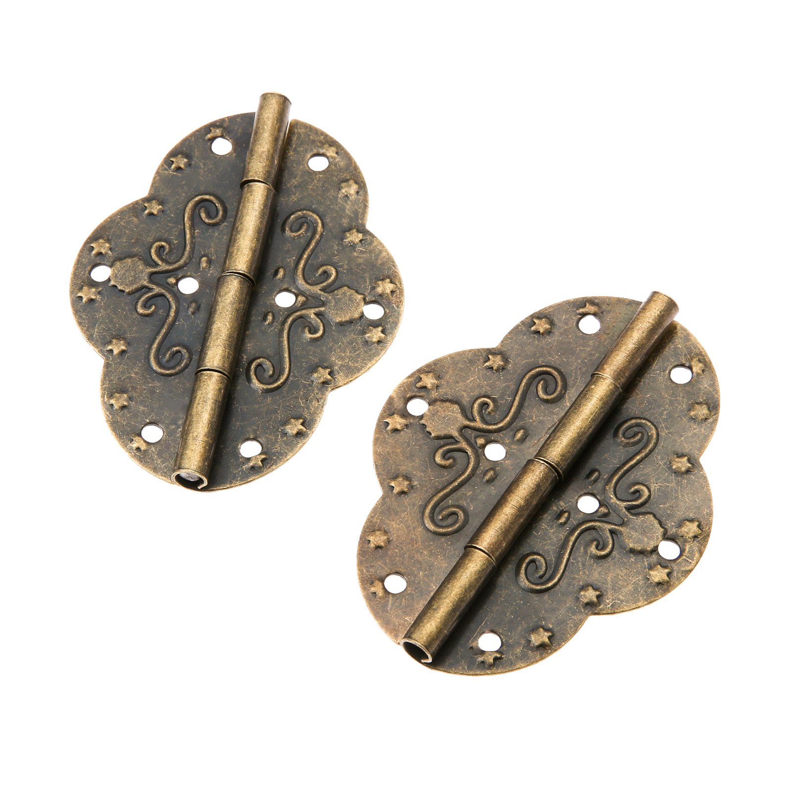 Dophee 2Pcs Antique Hinges 2.72"x2.09" Retro Style Antique Bronze Iron Decorative for Wooden Jewelry Box Case