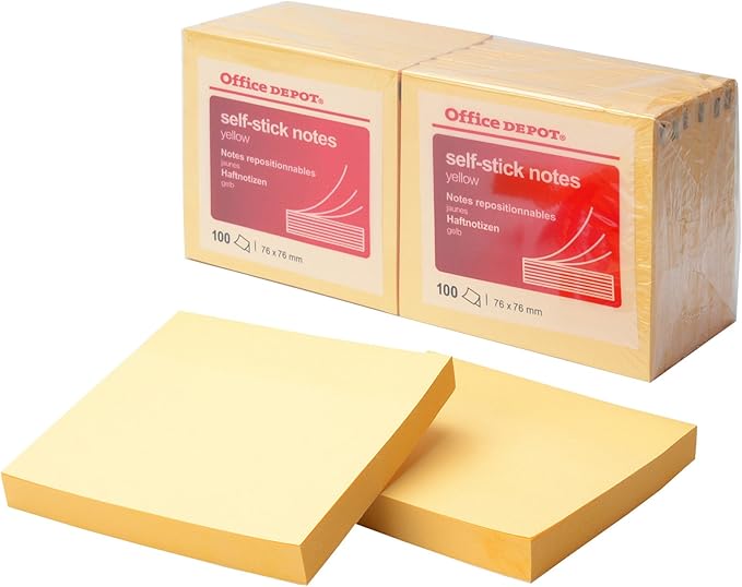 Office Depot Sticky Notes 76x76mm yellow 12 books pack / selfstick
