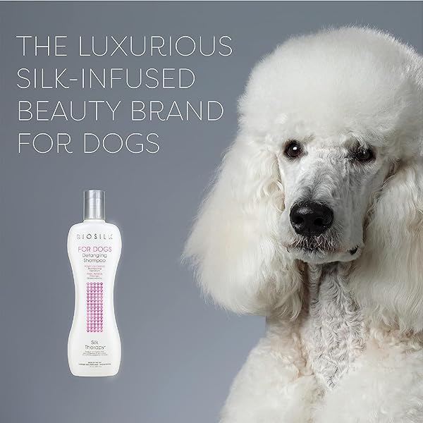 BIOSILK FOR DOGS SILK THERAPY MOISTURIZING DOG DETANGLING SHAMPOO – DOG MATTED HAIR DETANGLER CLEANS, MOISTURIZES, AND DETANGLES – DEMATTING SHAMPOO FOR DOGS, GROOMING SUPPLIES, 12 FL OZ