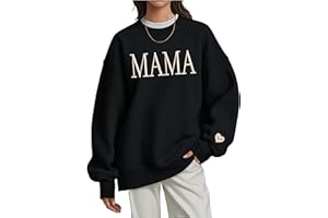 NAZENTI Mama Embroidered Crewneck Sweatshirt Mama with Heart on Long Sleeve Fashion Pullover Size S-4XL