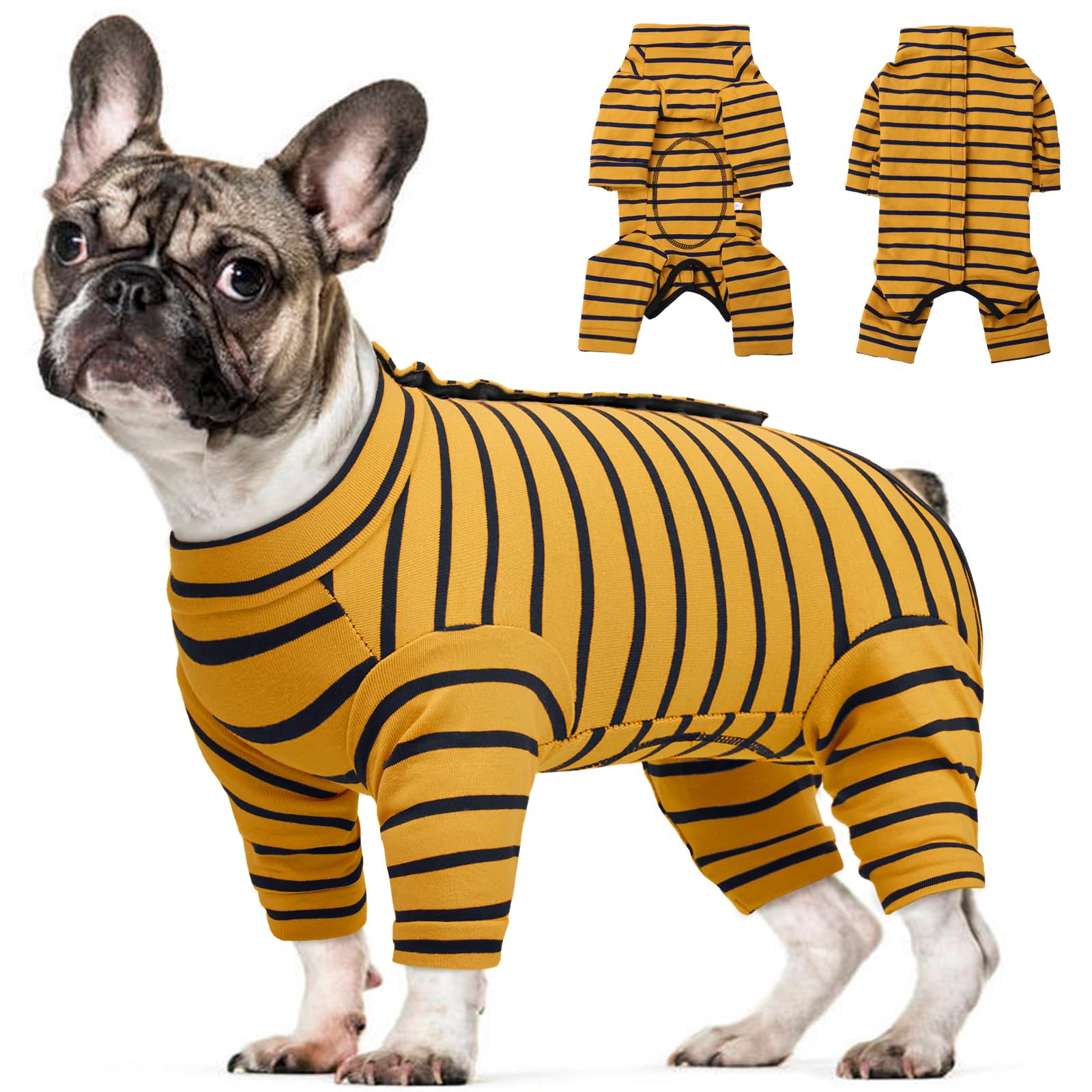 Kuoser Dog Onesie Recovery Suit, Puppy Long Sleeve Bodysuit After Surgery Shirt for Shedding Skin Disease Wound Protection, Pet Pajamas Anti-Licking Cone Alternative for Small Medium Cats Dogs
