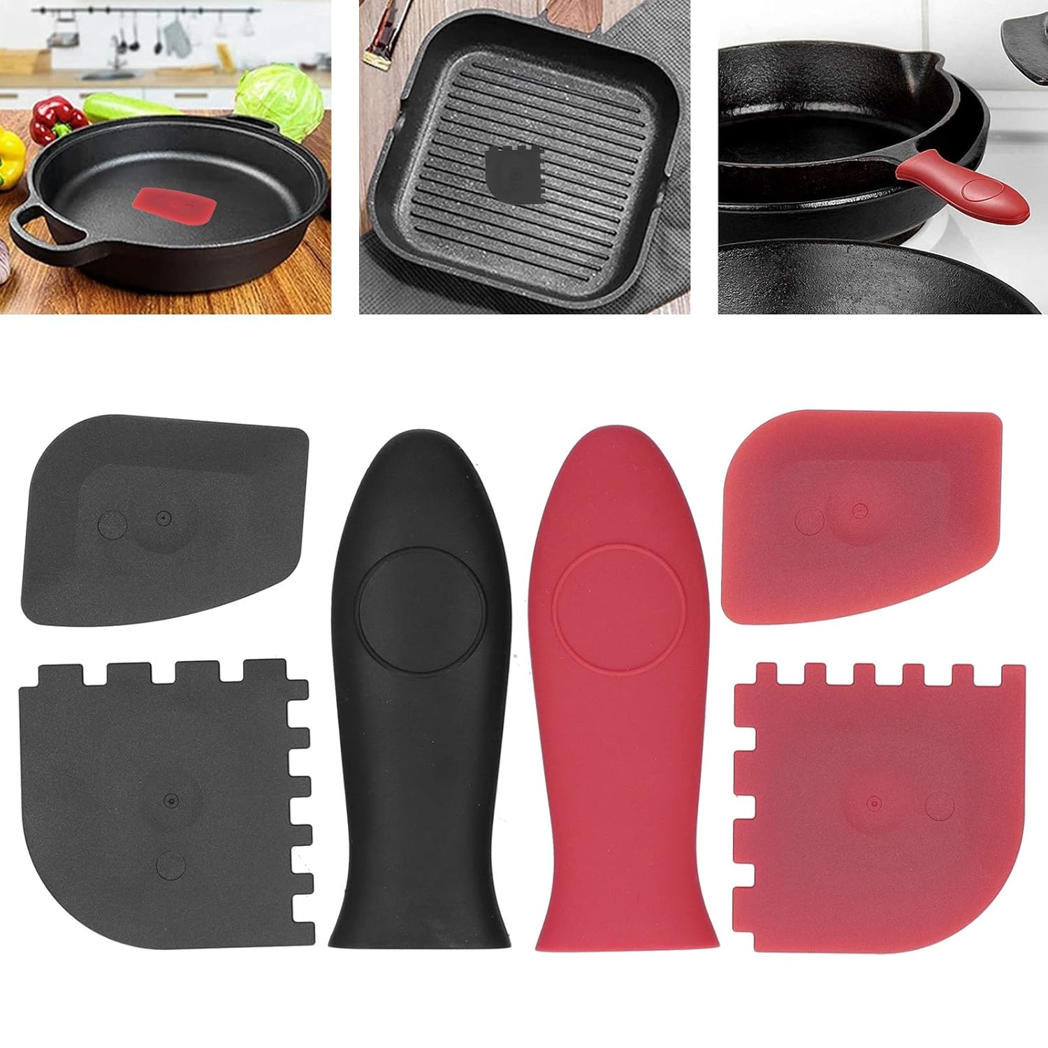 Hot Handle Holder, Cast Iron Handle Cover Holder, Silicone Hanging Hole